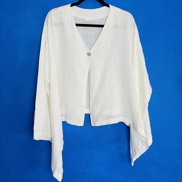 bryn Walker Jackets & Blazers - BRYN WALKER LINEN JACKET Women's XXL? White LAGENLOOK Art-to-Wear ASYMMETRICAL